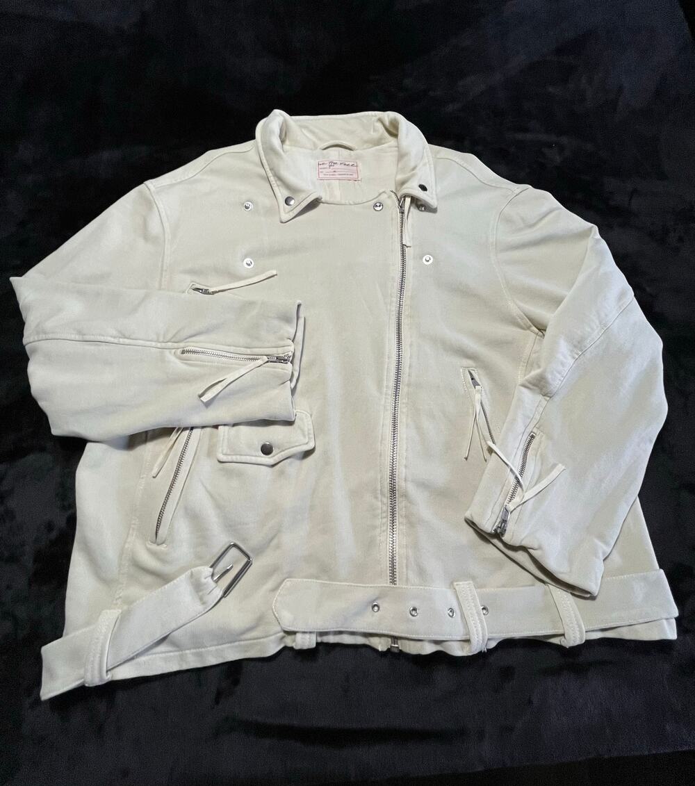 We The Free Rebel Moto Jacket XL Oversized Ivory Belted Cotton